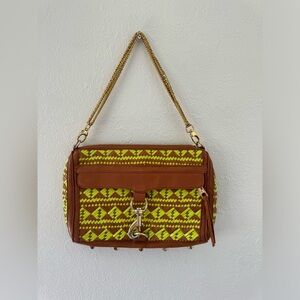Rebecca Minkoff Woven Leather Bag, Brown, Neon Green, Aztec